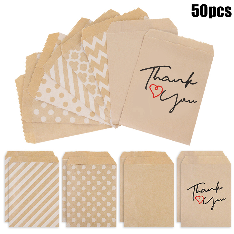 Wedding Supply List - 25/50 個 13 × 18 センチメートルクラフト紙キャンディクッキーバッグ結婚式の好意ありがとうギフト包装袋ゲストの誕生日パーティーの装飾用品