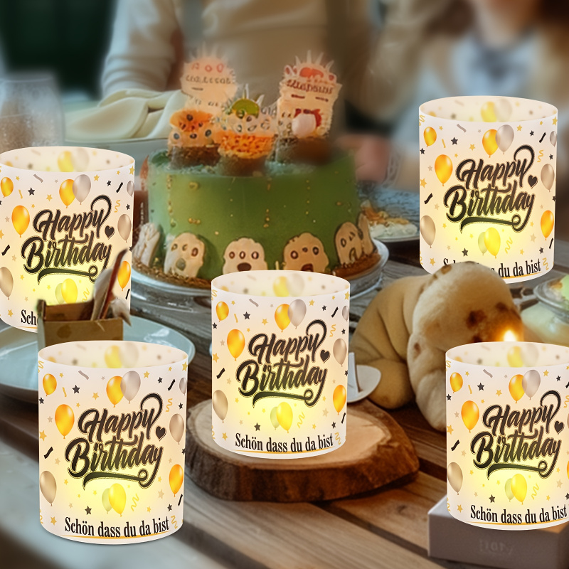 Table Number Gold - 6個入り ブラックゴールドの誕生日テーブルランプシェード - 電池不要の装飾プラスチックカバー、バルーン付き