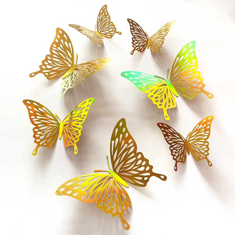 12 個ゴールド 3D 中空蝶ウォールステッカー結婚式の装飾 - Wedding Package Gold のレビューと価格