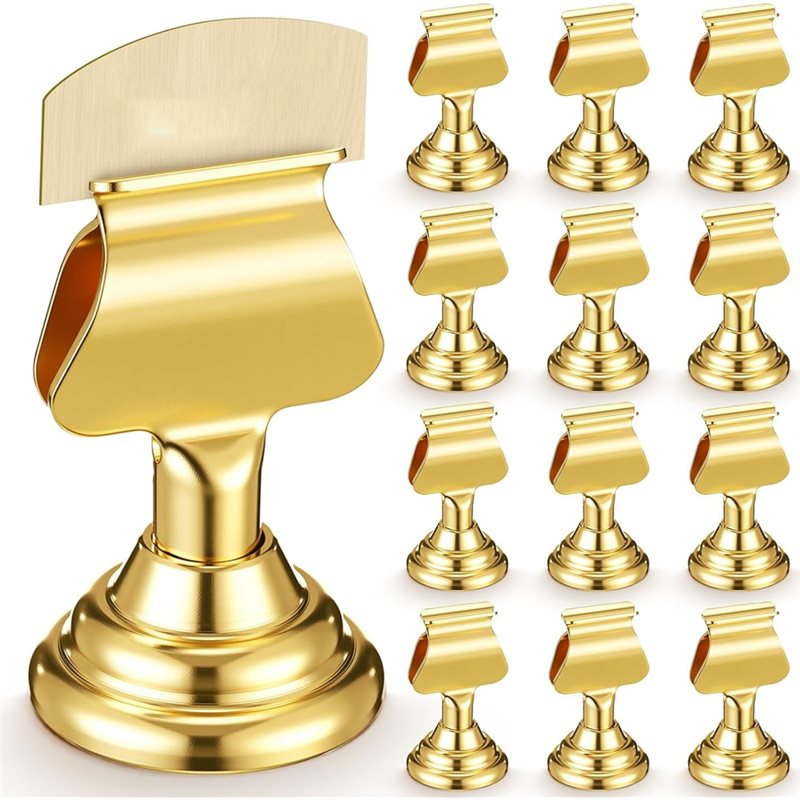 最新モデル 12個入り ゴールド ミニ席札ホルダー クリップ - Table Number Gold のレビューと価格