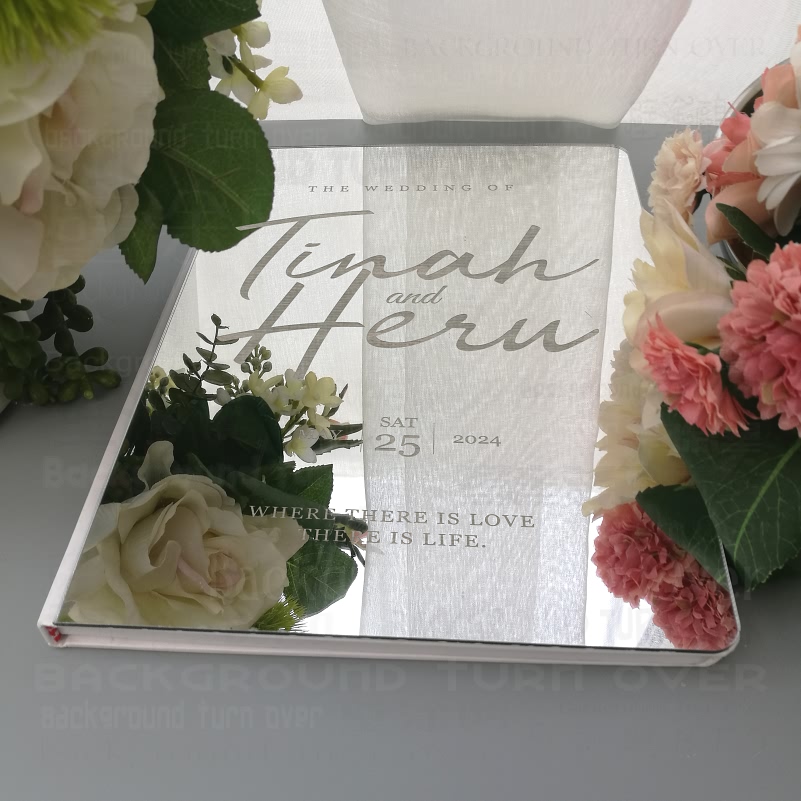 パーソナライズされた結婚式のゲストブック素朴な鏡面彫刻カリグ - Wedding Supply List のレビューと価格