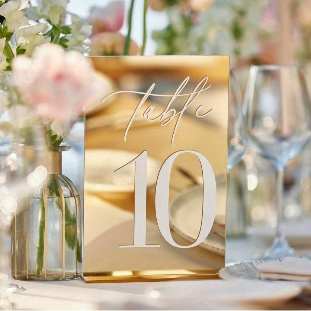 ゴールドアクリルミラーナンバーテーブルサイン、12×18CM - Table Number Gold のレビューと価格