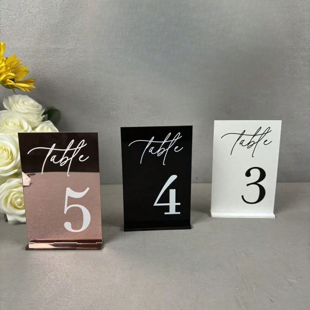 ゴールドアクリルミラーナンバーテーブルサイン、12×18CM - Table Number Gold のレビューと価格