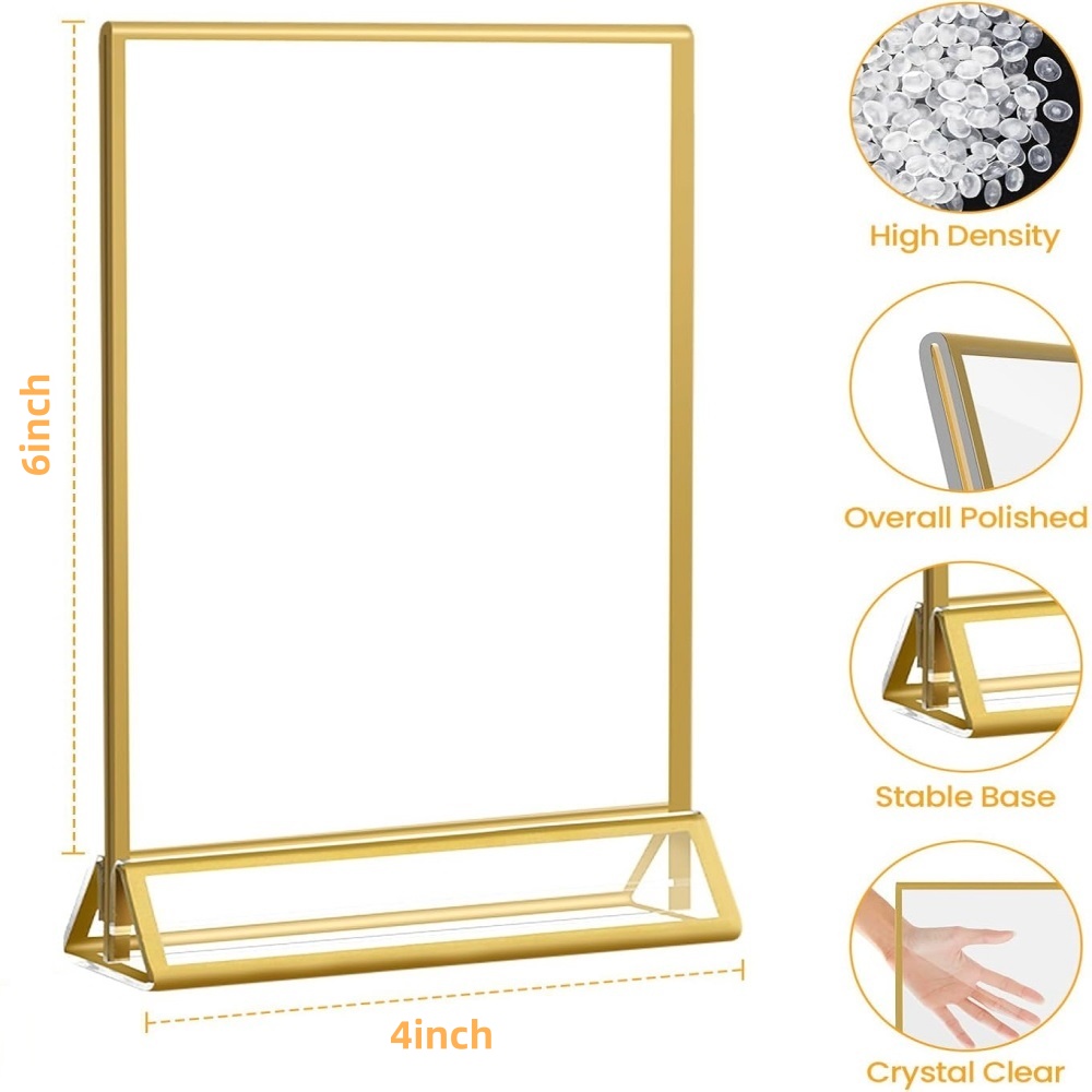 6パック ゴールド 4x6 アクリル製写真フレーム サインホ - Table Number Gold のレビューと価格